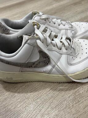 White Nikes with Snakeskin Swoosh